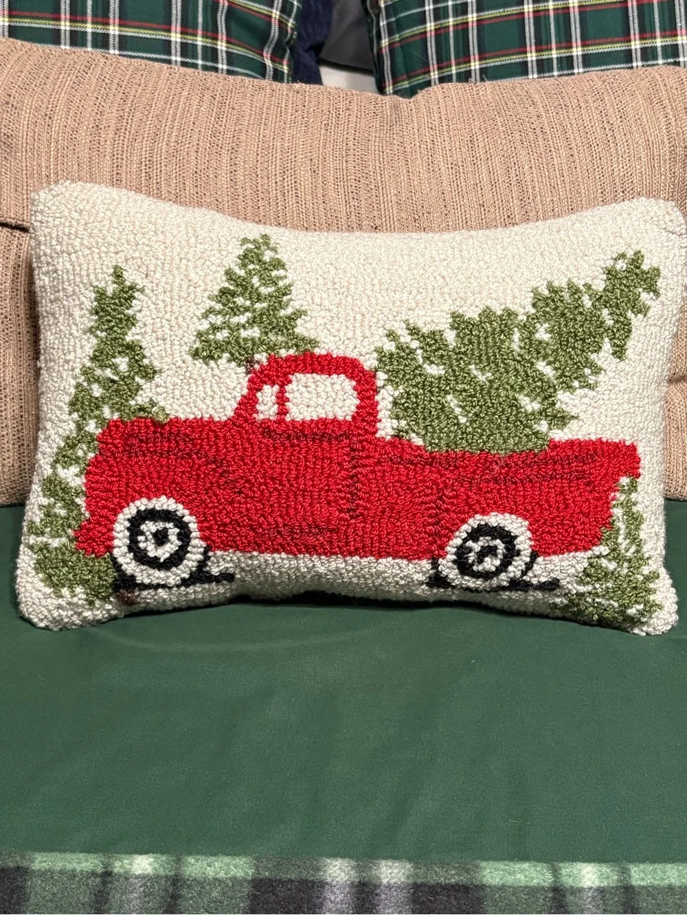 Holiday Red Truck Decorative Throw Pillow